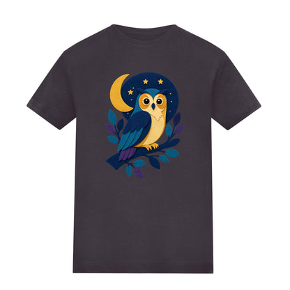 Owl in the Moonlight Kids' T-shirt - Felt & Fauna Solid Charcoal colour variant image