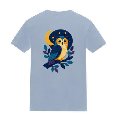 Owl in the Moonlight Kids' T-shirt - Felt & Fauna Sky Blue colour variant image