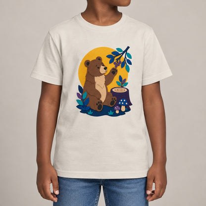 Bear's Woodland Wave Kids' T-shirt - Felt & Fauna lead image
