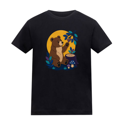 Bear's Woodland Wave Kids' T-shirt - Felt & Fauna Deep Black colour variant image