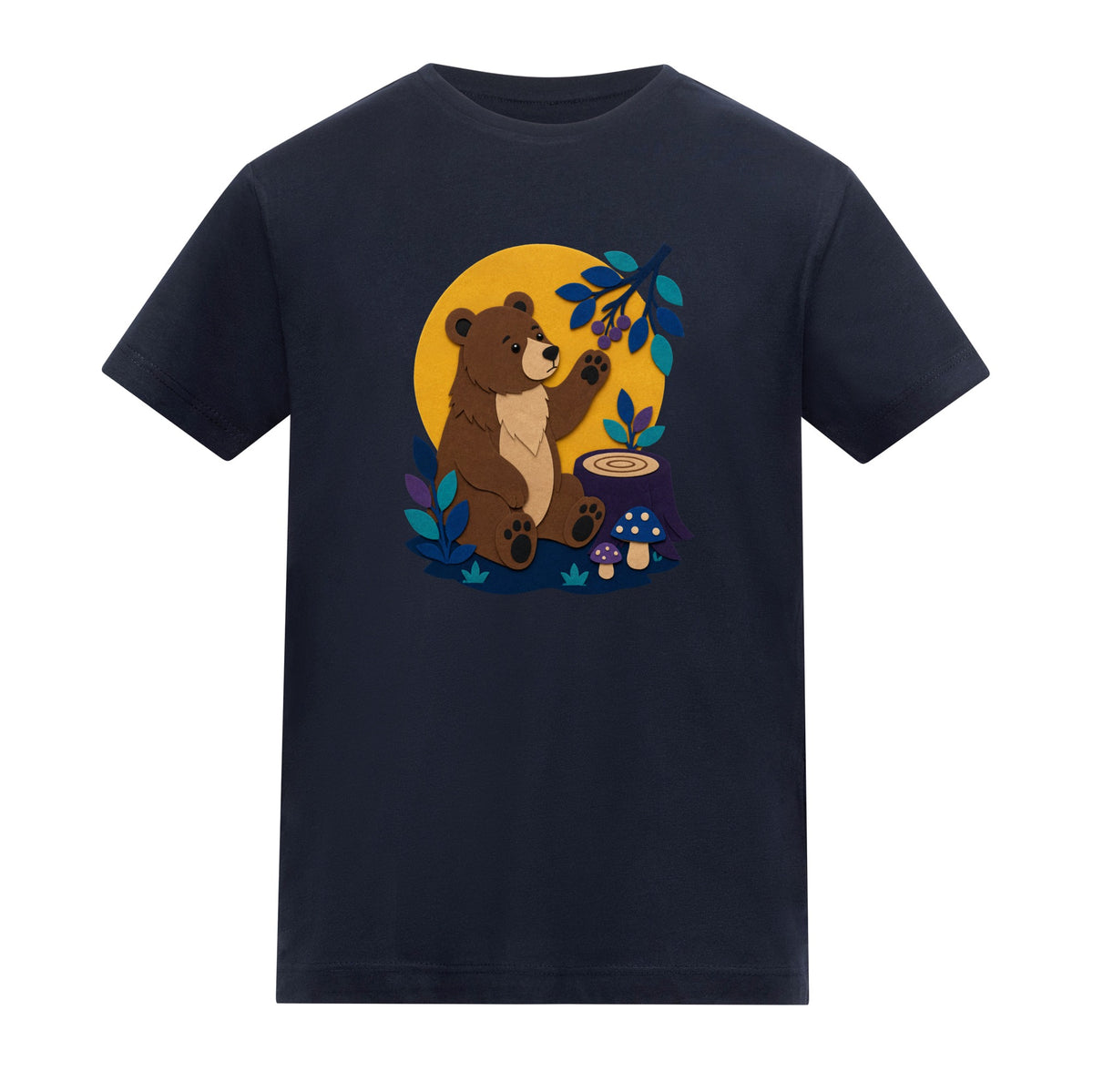Bear's Woodland Wave Kids' T-shirt - Felt & Fauna French Navy colour variant image