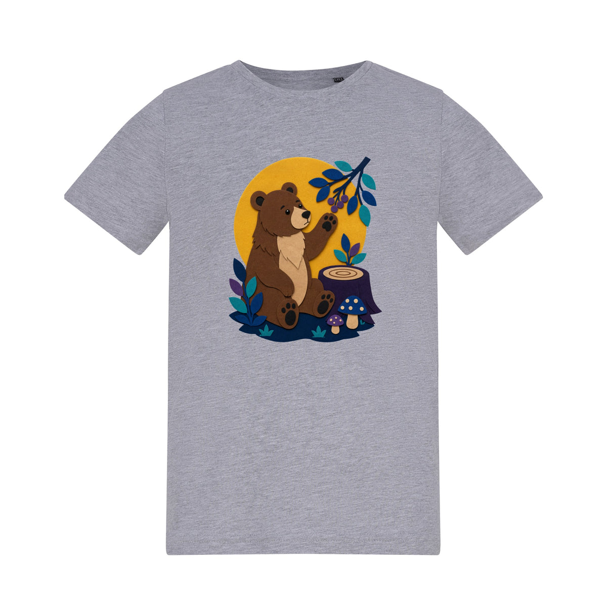 Bear's Woodland Wave Kids' T-shirt - Felt & Fauna Heather Grey colour variant image