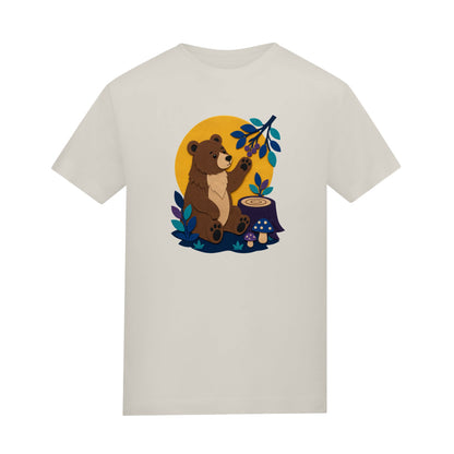Bear's Woodland Wave Kids' T-shirt - Felt & Fauna Natural Stone colour variant image
