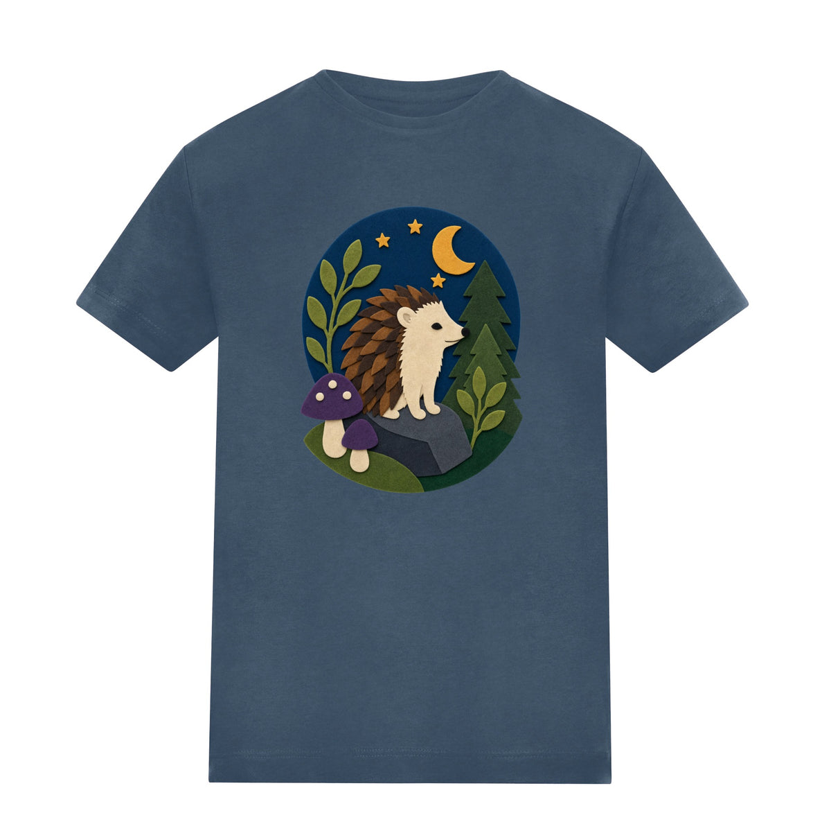 Hedgehog Under the Stars Kids' T-shirt - Felt & Fauna Airforce Blue colour variant image