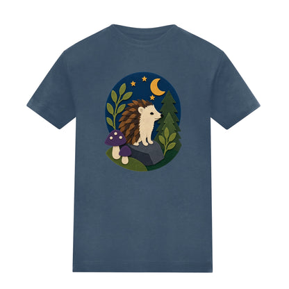 Hedgehog Under the Stars Kids' T-shirt - Felt & Fauna Airforce Blue colour variant image
