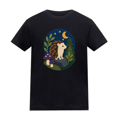 Hedgehog Under the Stars Kids' T-shirt - Felt & Fauna Deep Black colour variant image