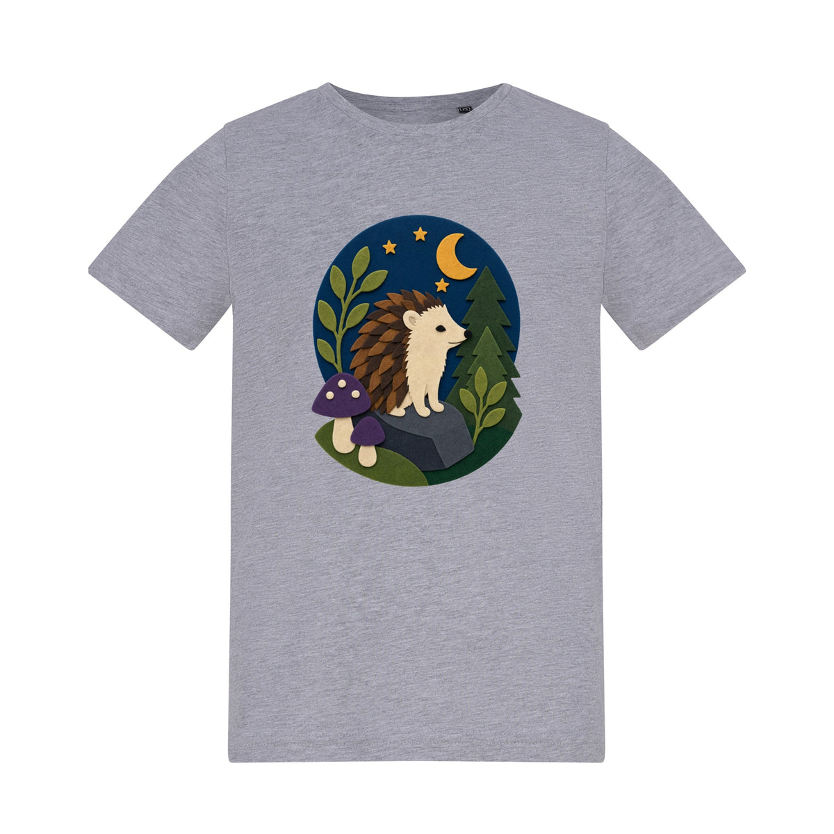 Hedgehog Under the Stars Kids' T-shirt - Felt & Fauna Heather Grey colour variant image
