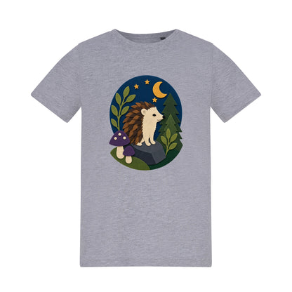 Hedgehog Under the Stars Kids' T-shirt - Felt & Fauna Heather Grey colour variant image
