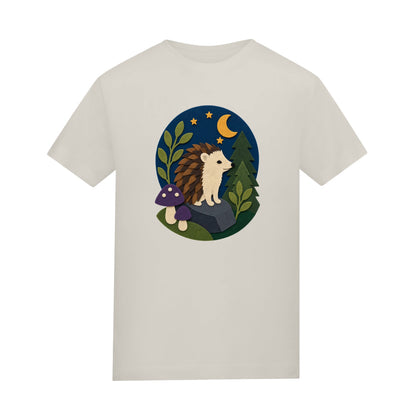 Hedgehog Under the Stars Kids' T-shirt - Felt & Fauna Natural Stone colour variant image