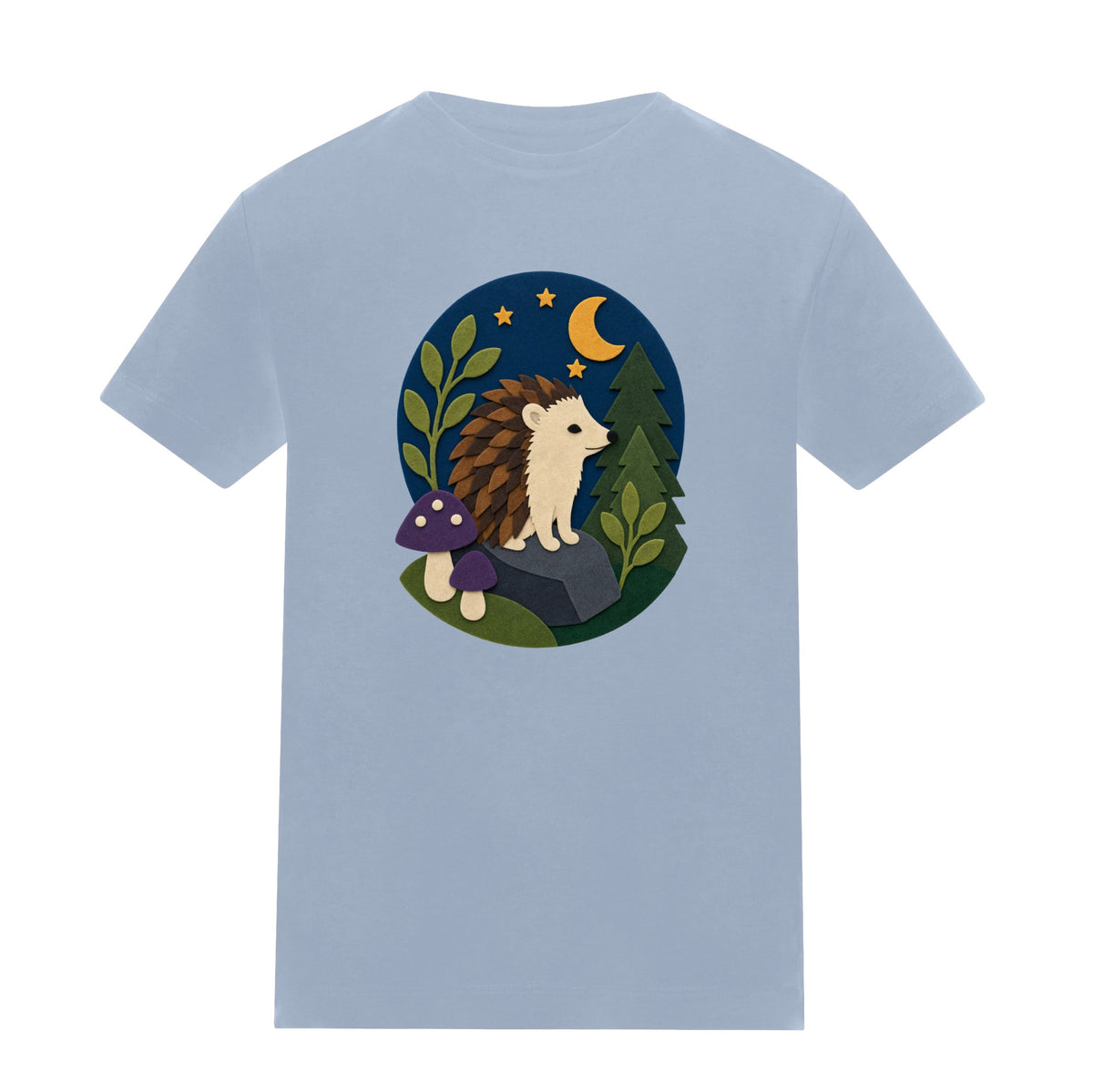 Hedgehog Under the Stars Kids' T-shirt - Felt & Fauna Sky Blue colour variant image
