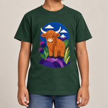 Highland Cow Among the Thistles Kids' T-shirt - Felt & Fauna lead image