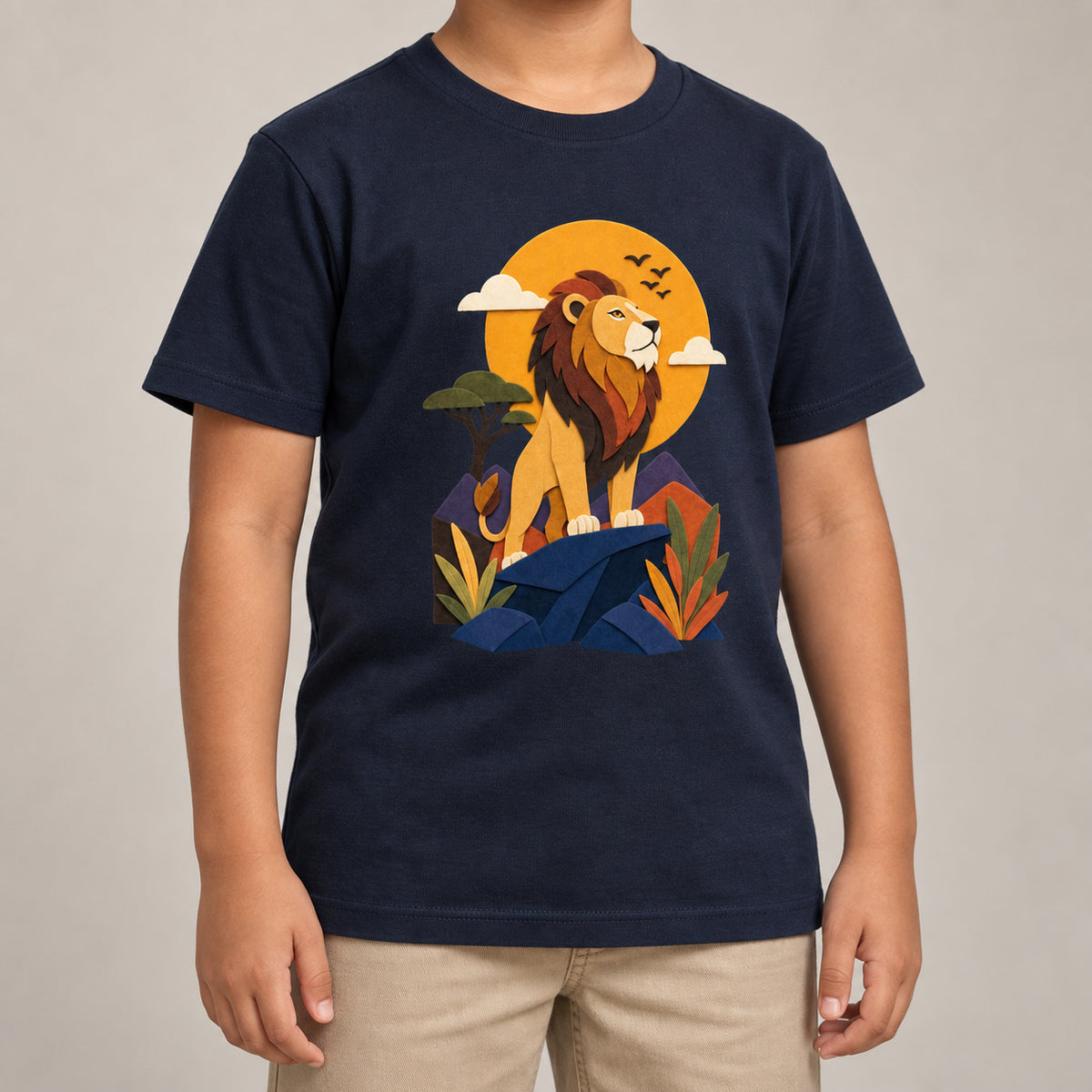 Lion on the Lookout Kids' T-shirt - Felt & Fauna lead image