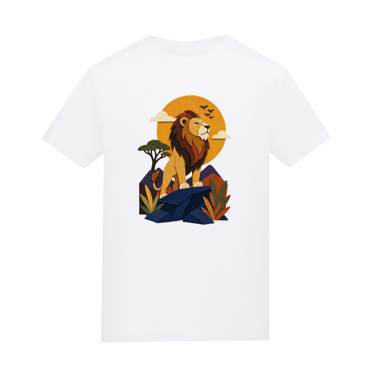Lion on the Lookout Kids' T-shirt - Felt & Fauna Arctic White colour variant image