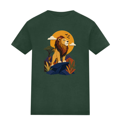 Lion on the Lookout Kids' T-shirt - Felt & Fauna Bottle Green colour variant image
