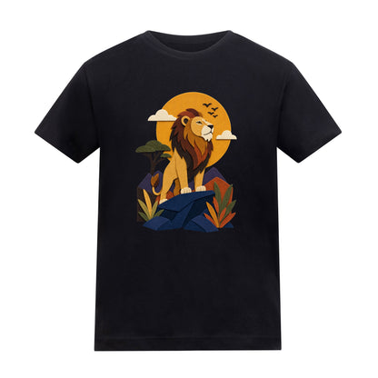 Lion on the Lookout Kids' T-shirt - Felt & Fauna Deep Black colour variant image
