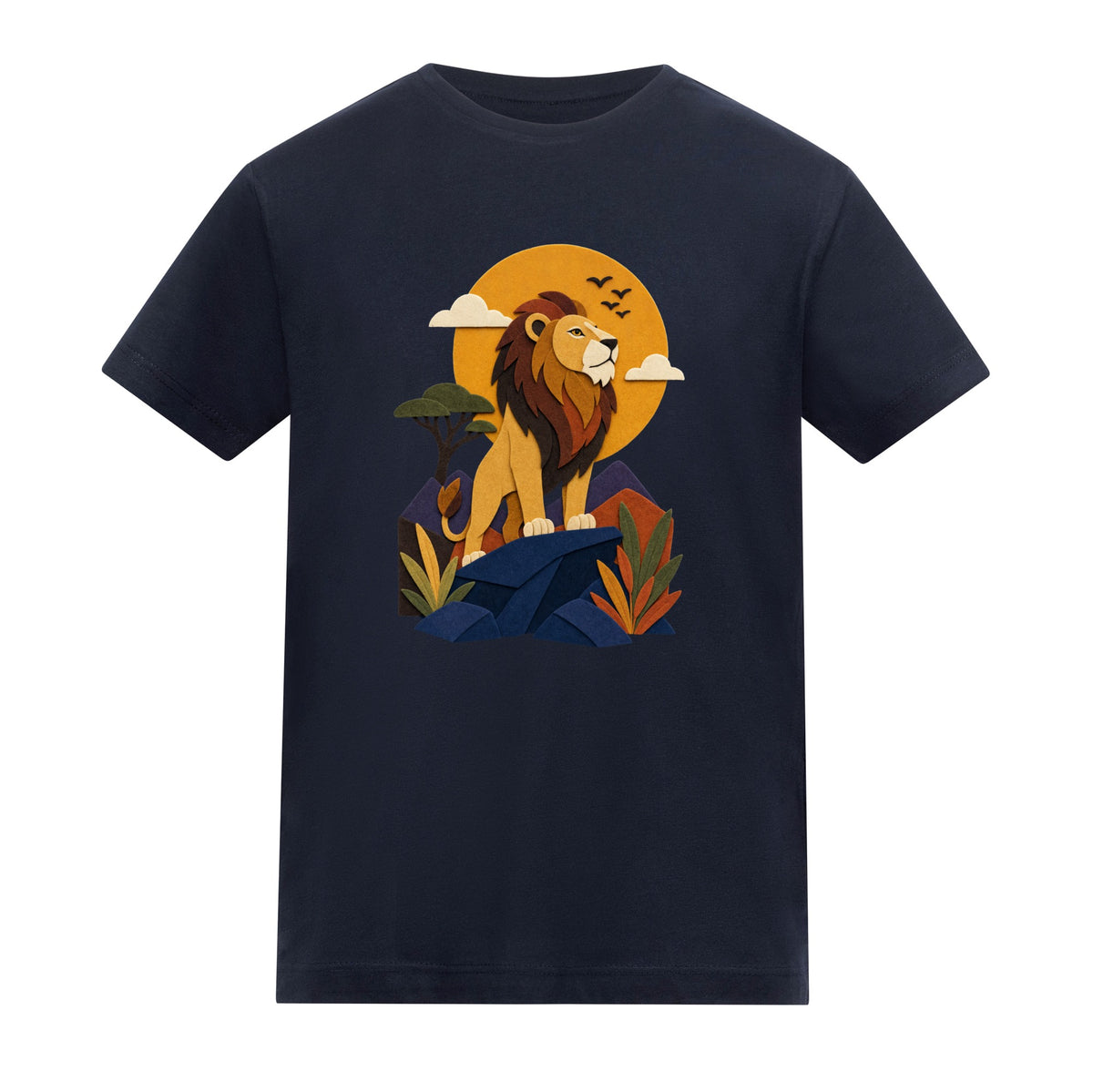 Lion on the Lookout Kids' T-shirt - Felt & Fauna French Navy colour variant image