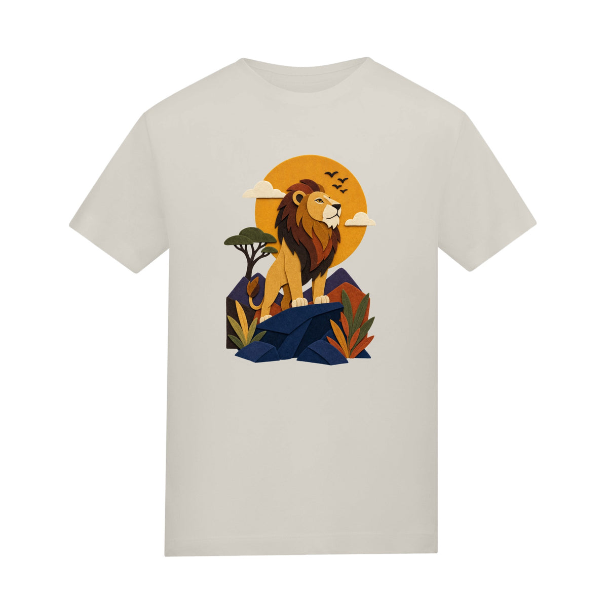 Lion on the Lookout Kids' T-shirt - Felt & Fauna Natural Stone colour variant image