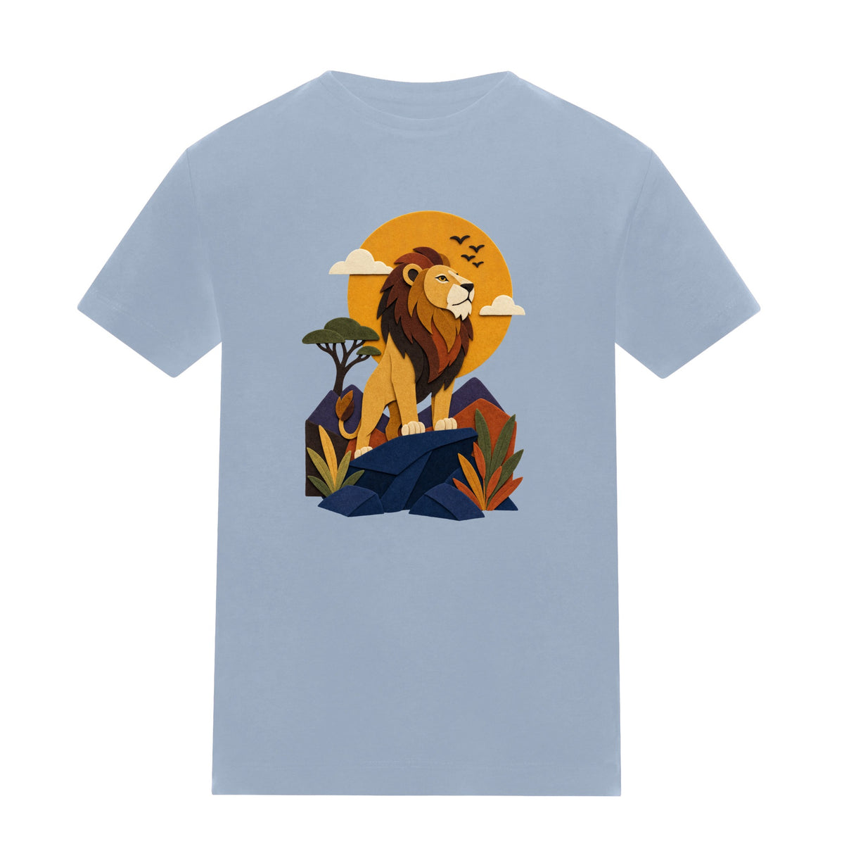 Lion on the Lookout Kids' T-shirt - Felt & Fauna Sky Blue colour variant image