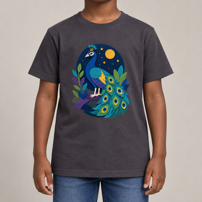 Peacock at Midnight Kids' T-shirt - Felt & Fauna lead image