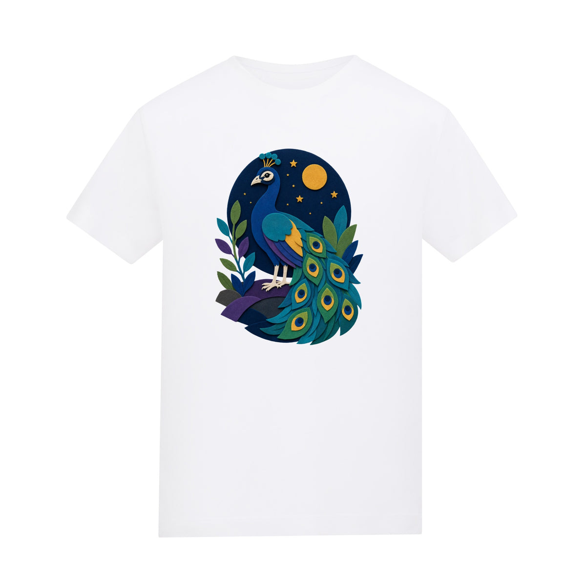 Peacock at Midnight Kids' T-shirt - Felt & Fauna Arctic White colour variant image