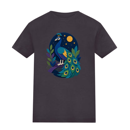 Peacock at Midnight Kids' T-shirt - Felt & Fauna Solid Charcoal colour variant image