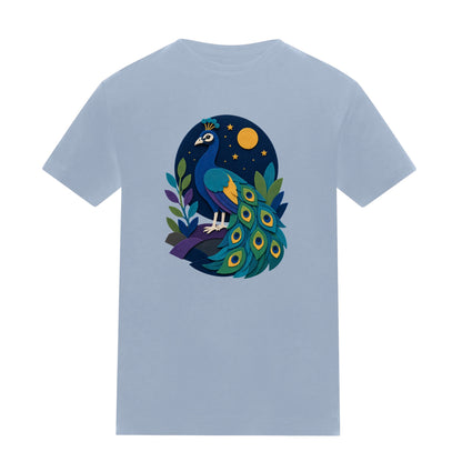 Peacock at Midnight Kids' T-shirt - Felt & Fauna Sky Blue colour variant image