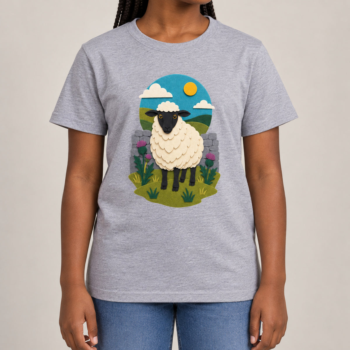 Sheep by the Stone Wall Kids' T-shirt - Felt & Fauna lead image