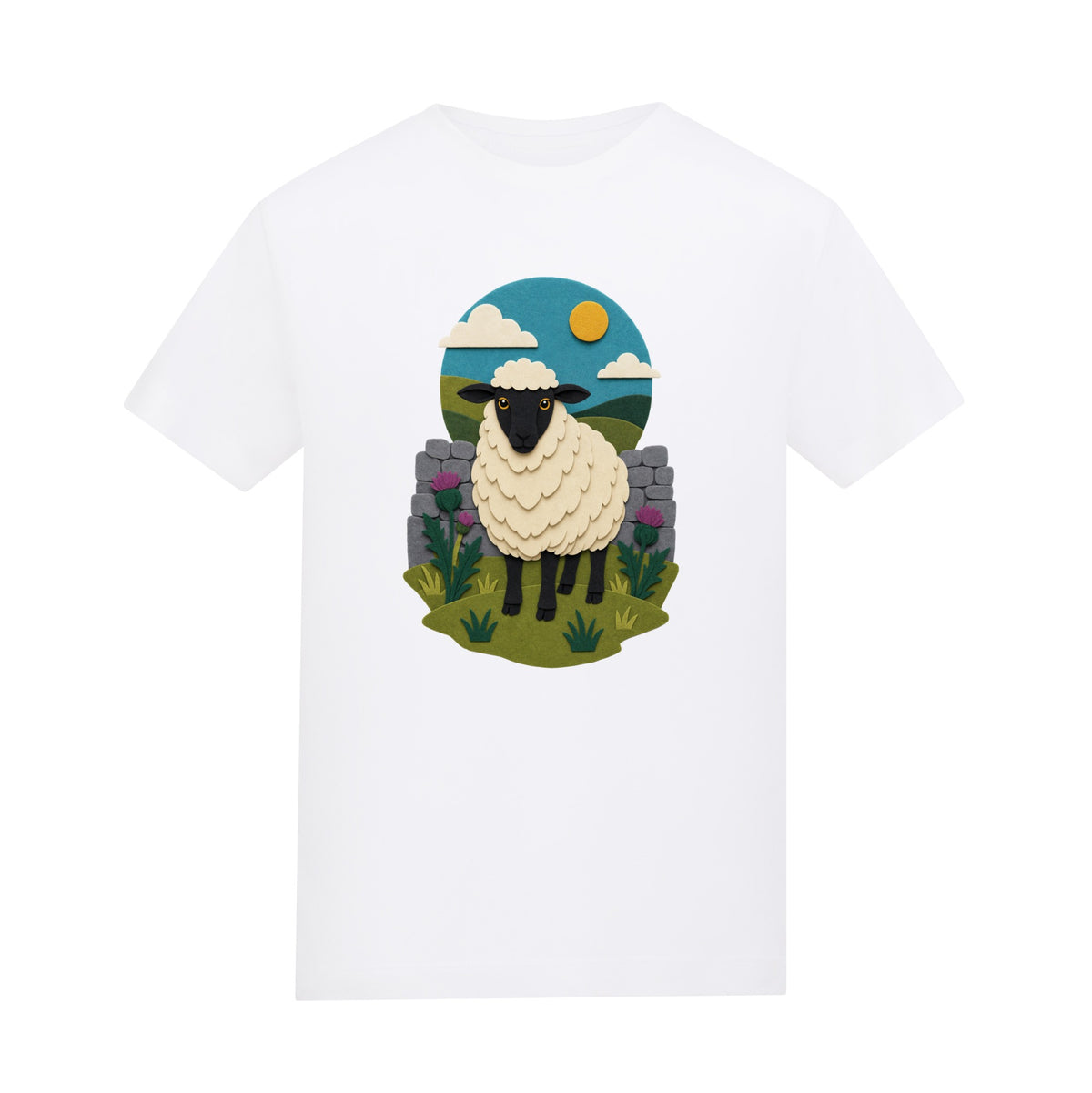 Sheep by the Stone Wall Kids' T-shirt - Felt & Fauna Arctic White colour variant image