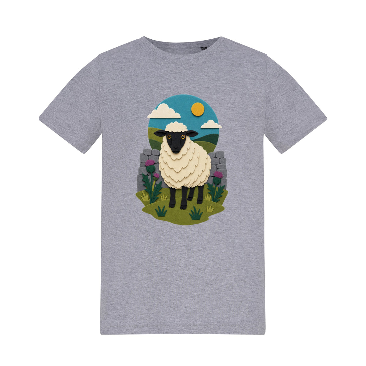 Sheep by the Stone Wall Kids' T-shirt - Felt & Fauna Heather Grey colour variant image