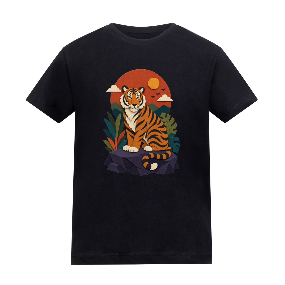 Tiger at Dusk Kids' T-shirt - Felt & Fauna Deep Black colour variant image