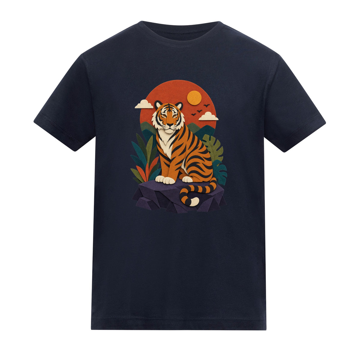 Tiger at Dusk Kids' T-shirt - Felt & Fauna French Navy colour variant image