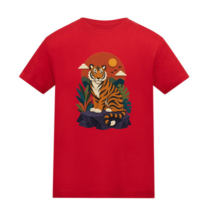Tiger at Dusk Kids' T-shirt - Felt & Fauna Fire Red colour variant image