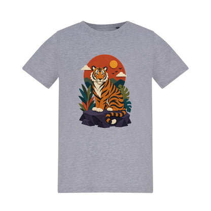 Tiger at Dusk Kids' T-shirt - Felt & Fauna Heather Grey colour variant image