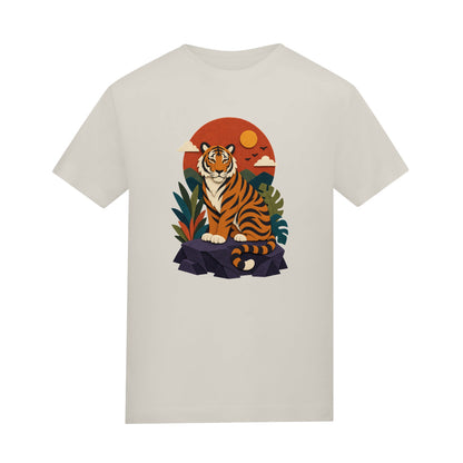 Tiger at Dusk Kids' T-shirt - Felt & Fauna Natural Stone colour variant image