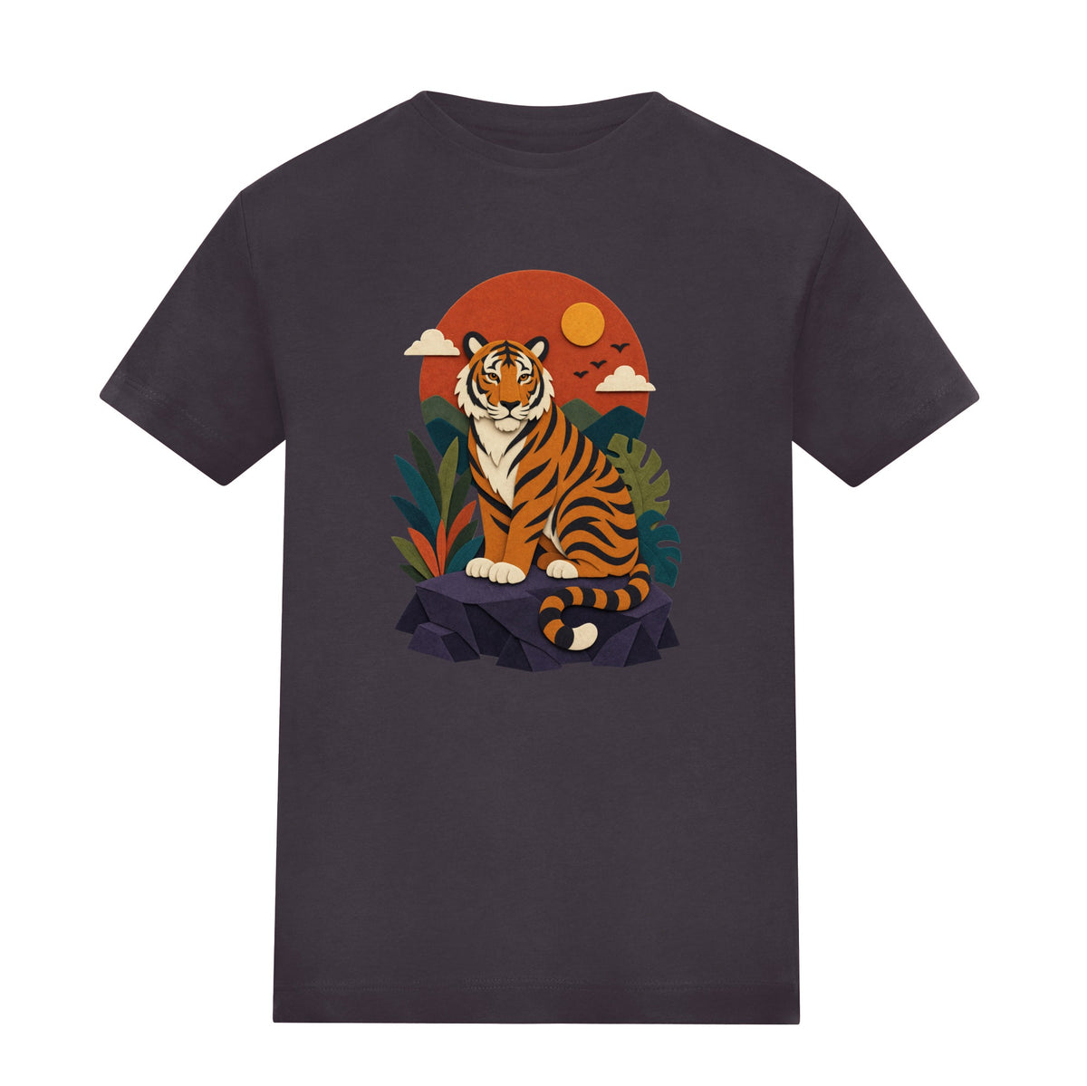 Tiger at Dusk Kids' T-shirt - Felt & Fauna Solid Charcoal colour variant image