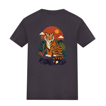 Tiger at Dusk Kids' T-shirt - Felt & Fauna Solid Charcoal colour variant image