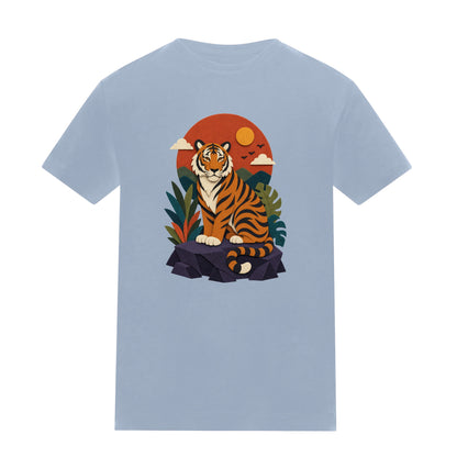 Tiger at Dusk Kids' T-shirt - Felt & Fauna Sky Blue colour variant image