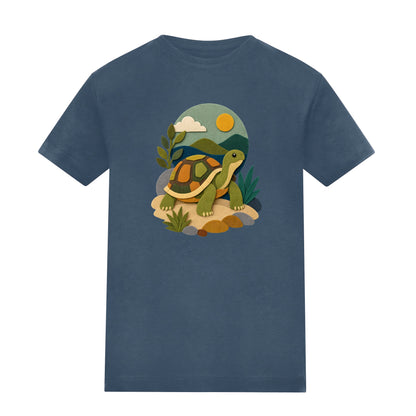 Tortoise on the Trail Kids' T-shirt - Felt & Fauna Airforce Blue colour variant image