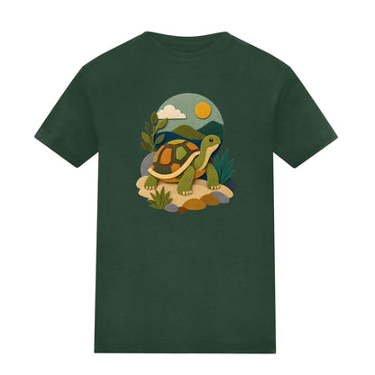 Tortoise on the Trail Kids' T-shirt - Felt & Fauna Bottle Green colour variant image