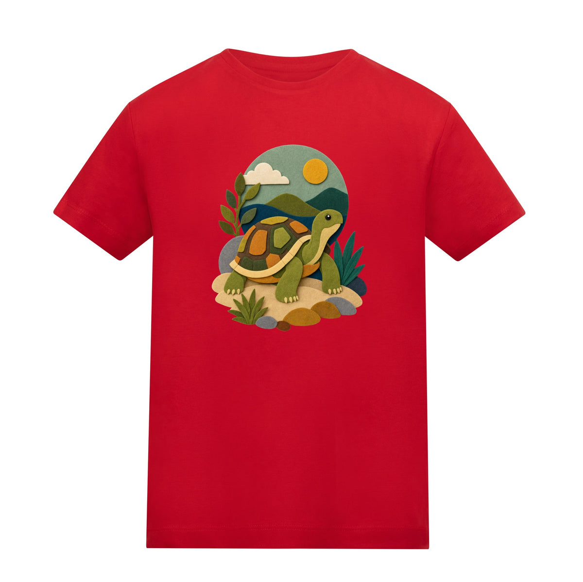 Tortoise on the Trail Kids' T-shirt - Felt & Fauna Fire Red colour variant image