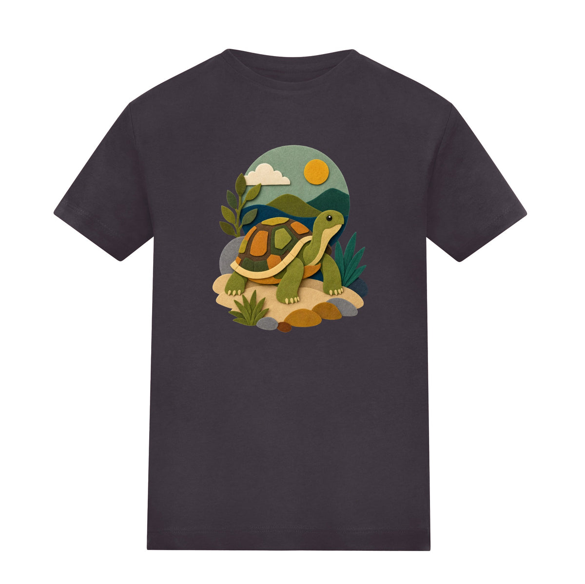 Tortoise on the Trail Kids' T-shirt - Felt & Fauna Solid Charcoal colour variant image