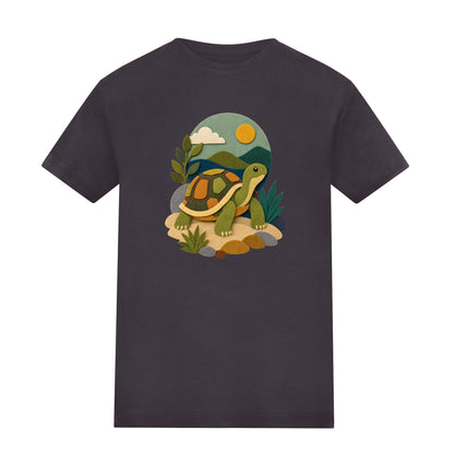 Tortoise on the Trail Kids' T-shirt - Felt & Fauna Solid Charcoal colour variant image