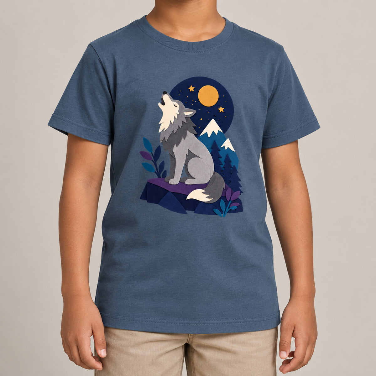 Wolf Beneath the Moon Kids' T-shirt - Felt & Fauna lead image