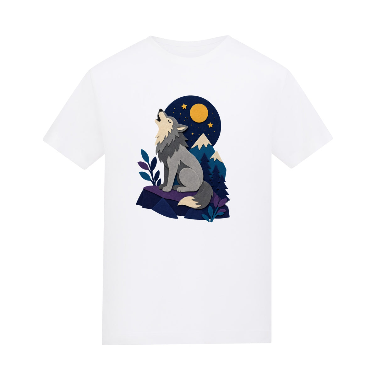 Wolf Beneath the Moon Kids' T-shirt - Felt & Fauna Arctic White colour variant image