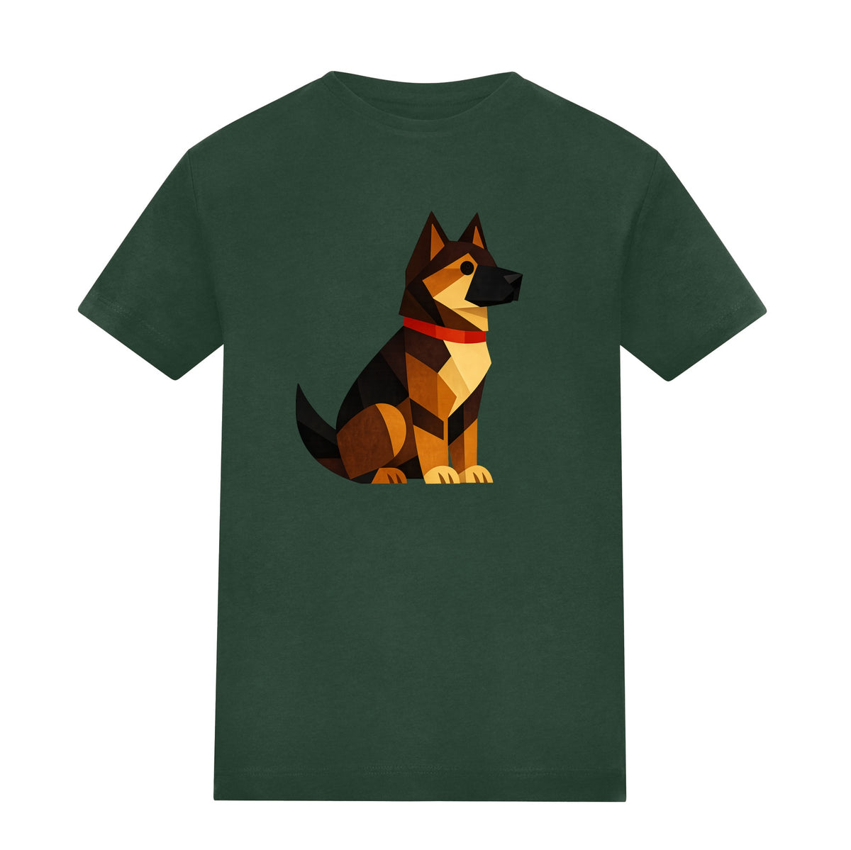 Watchful German Shepherd Kids' T-shirt - Prism Kingdom Bottle Green colour variant image