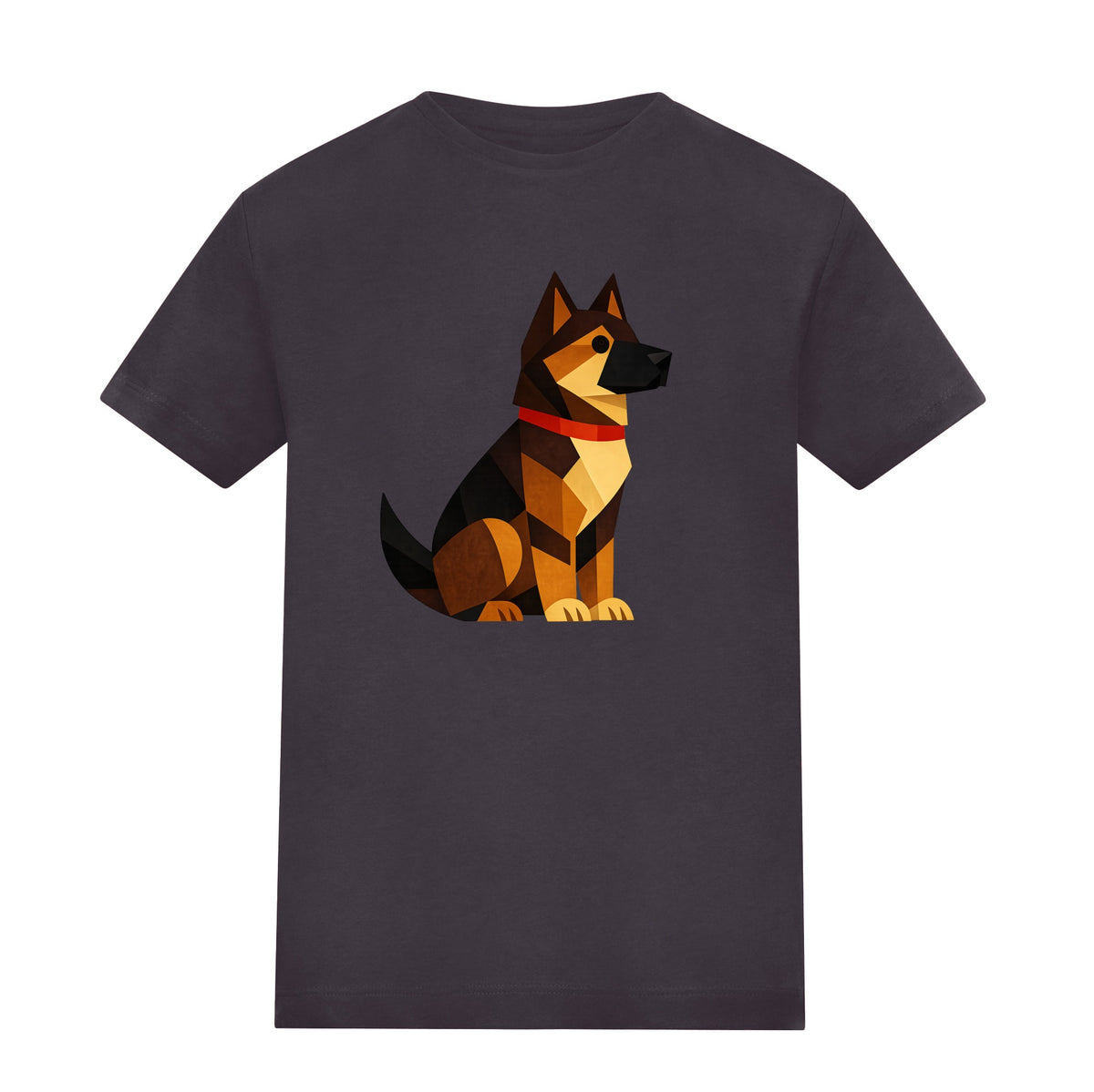 Watchful German Shepherd Kids' T-shirt - Prism Kingdom Solid Charcoal colour variant image