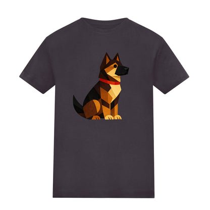 Watchful German Shepherd Kids' T-shirt - Prism Kingdom Solid Charcoal colour variant image