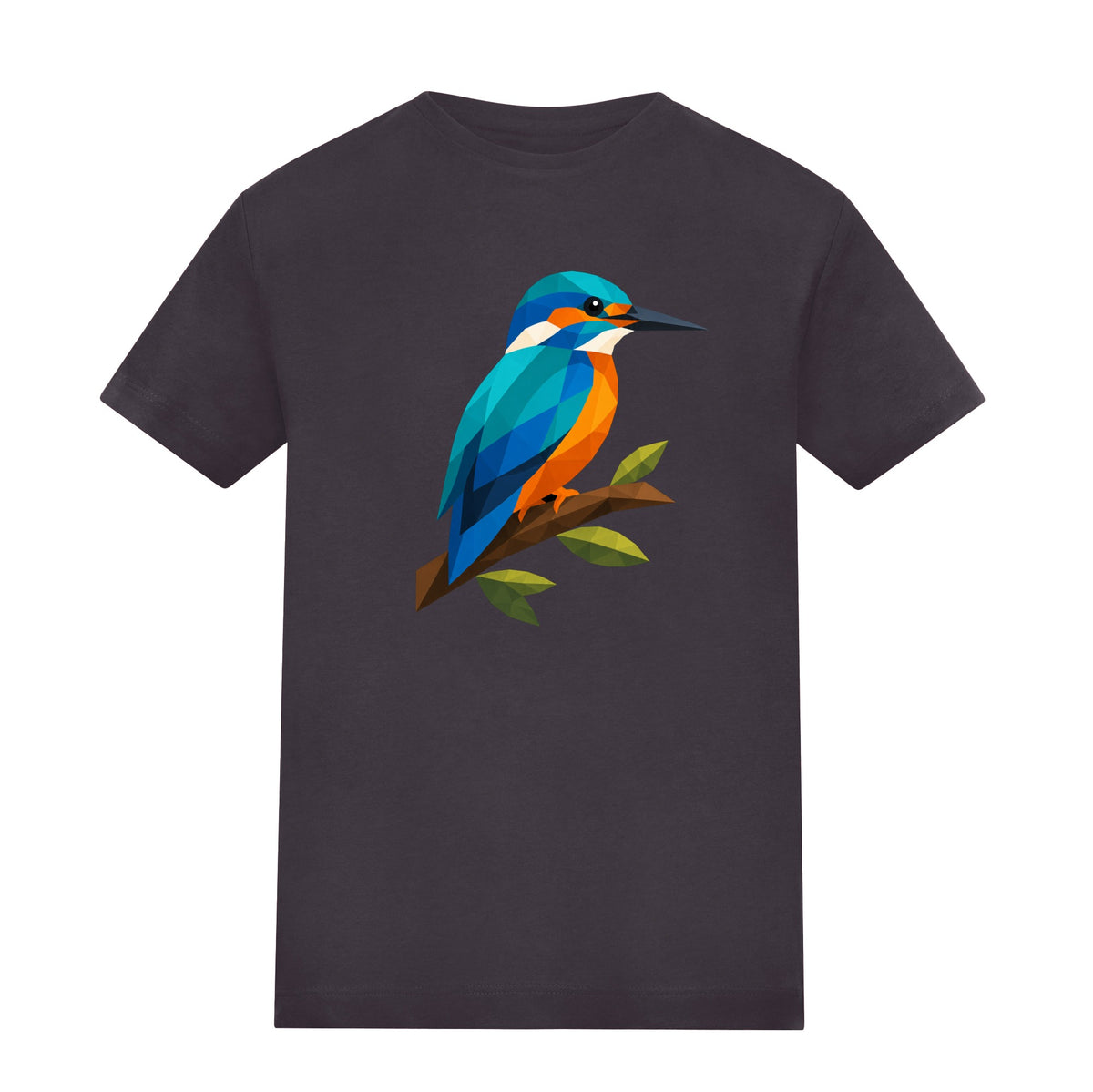 Kingfisher Among Reeds Kids' T-shirt - Prism Kingdom Solid Charcoal colour variant image