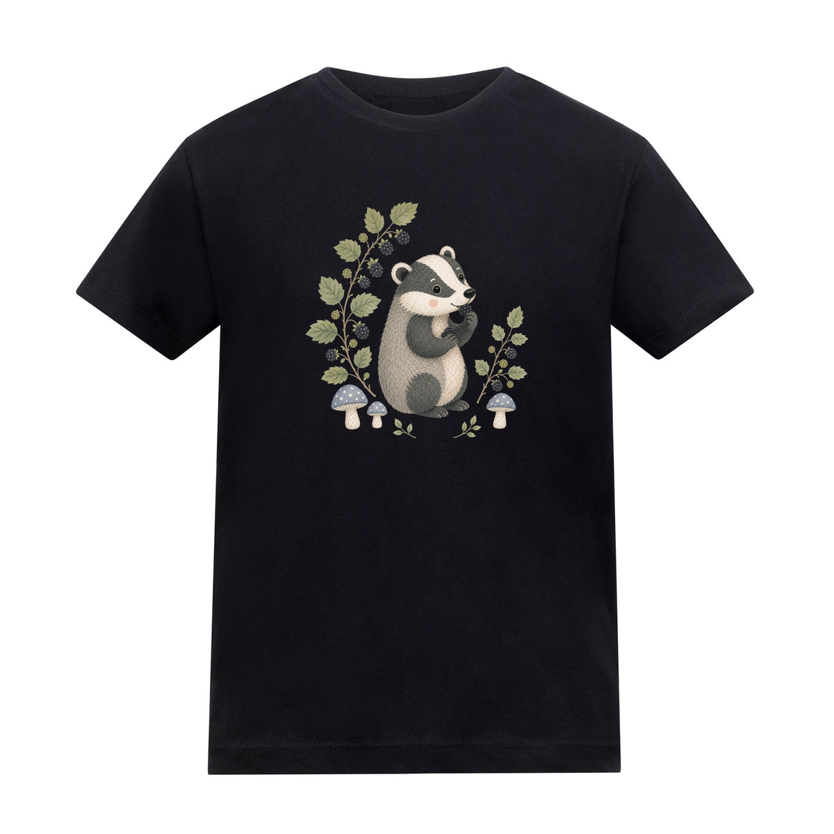 Badger's Blackberry Kids' T-shirt - Once Upon a Woodland Deep Black colour variant image