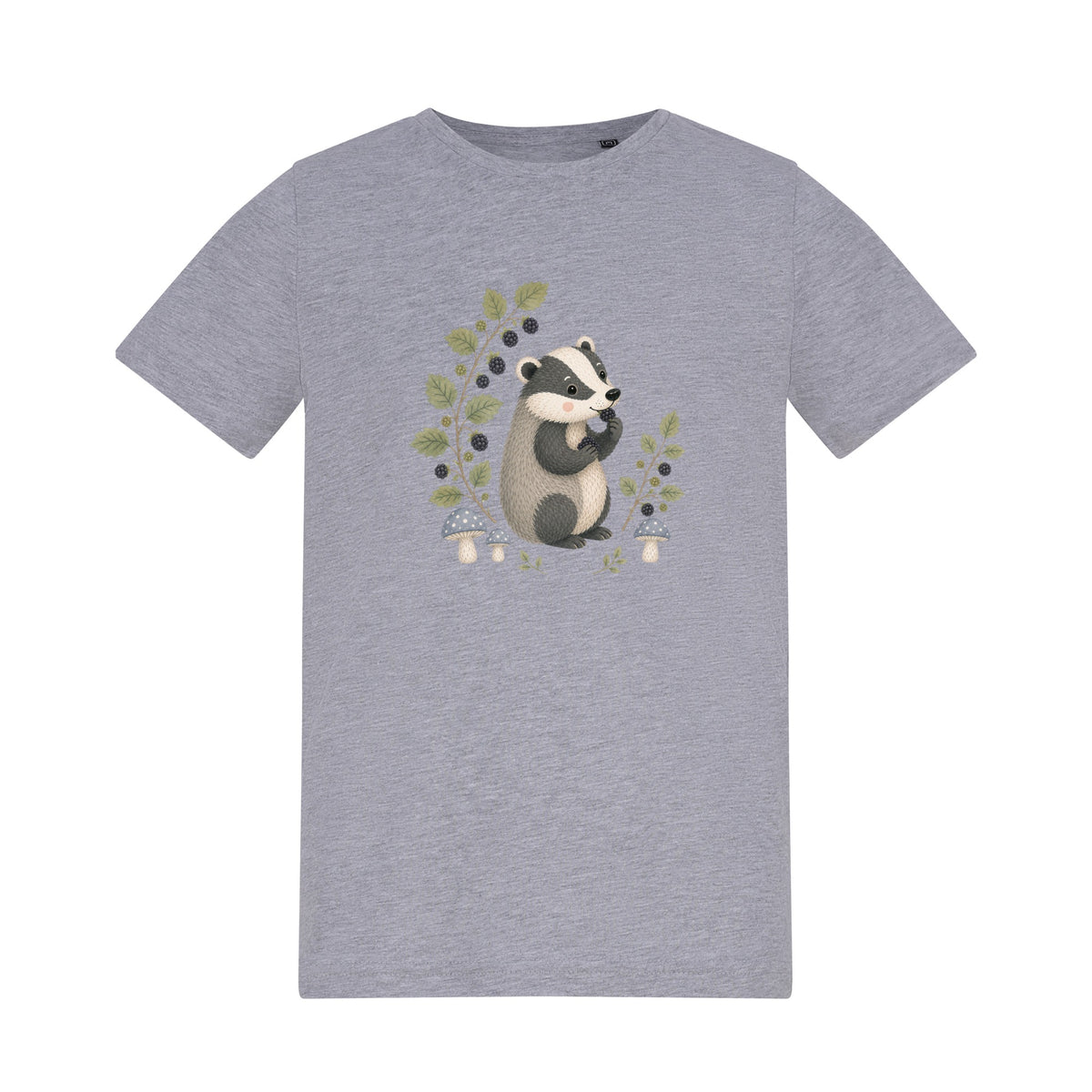 Badger's Blackberry Kids' T-shirt - Once Upon a Woodland Heather Grey colour variant image